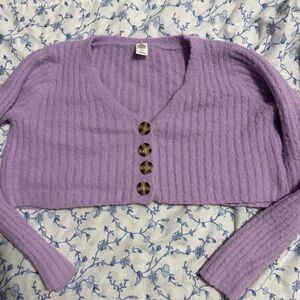 Urban Outfitters Lilac Button-Up Cardigan cropped